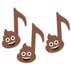 musical notes + pile of poo