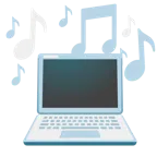 musical notes + laptop