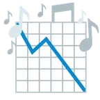 musical notes + chart decreasing