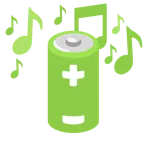musical notes + battery