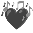 musical notes + black heart