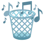 musical notes + wastebasket