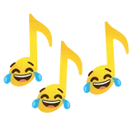 musical notes + face with tears of joy
