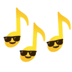 musical notes + smiling face with sunglasses