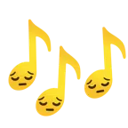 musical notes + pensive face