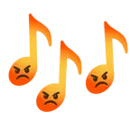 musical notes + enraged face