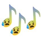 musical notes + fearful face