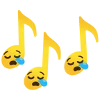 musical notes + sleepy face