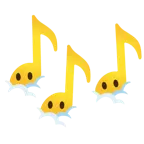 musical notes + face in clouds