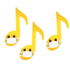 musical notes + face with medical mask