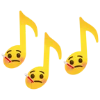 musical notes + face with thermometer
