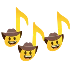 musical notes + cowboy hat face