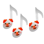musical notes + clown face