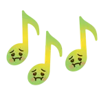 musical notes + nauseated face