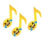 musical notes + rolling on the floor laughing