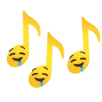 musical notes + drooling face