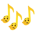 musical notes + lying face