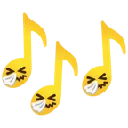 musical notes + sneezing face