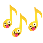 musical notes + zany face