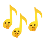 musical notes + shushing face