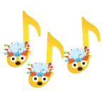 musical notes + exploding head