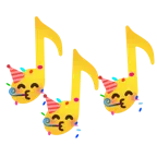 musical notes + partying face