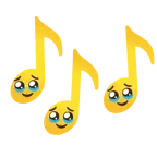 musical notes + face holding back tears