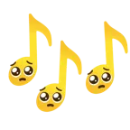 musical notes + pleading face