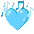 musical notes + light blue heart