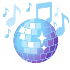 musical notes + mirror ball