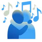 musical notes + people hugging
