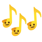 musical notes + saluting face