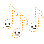 musical notes + dotted line face