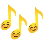 musical notes + smiling face