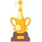 Pokal + Flasche mit knallendem Korken