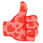 pollice in su + cuore rosso