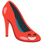 Stöckelschuh + strahlendes Gesicht mit lachenden Augen