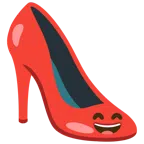 Stöckelschuh + grinsendes Gesicht mit lachenden Augen