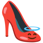 Stöckelschuh + lächelndes Gesicht mit Heiligenschein