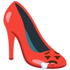 Stöckelschuh + Gesicht, das ausatmet