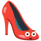 Stöckelschuh + errötetes Gesicht mit großen Augen
