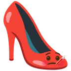 Stöckelschuh + Gesicht mit Fieberthermometer