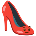 Stöckelschuh + Gesicht mit hochgezogenen Augenbrauen