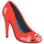 Stöckelschuh + Gesicht mit durch die Finger linsendem Auge
