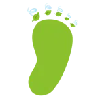 impronta di piedi + foglia al vento