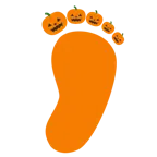 impronta di piedi + zucca di Halloween