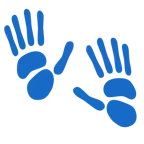 impronta di piedi + muso di scimmia
