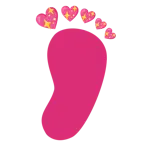 impronta di piedi + cuore che luccica