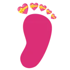 impronta di piedi + cuore con fiocco