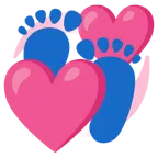impronta di piedi + cuori che girano
